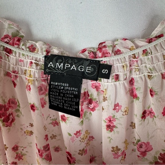 Rampage Light Pink Floral Y2K Babydoll Short Sleeve Top S - Picture 4 of 4